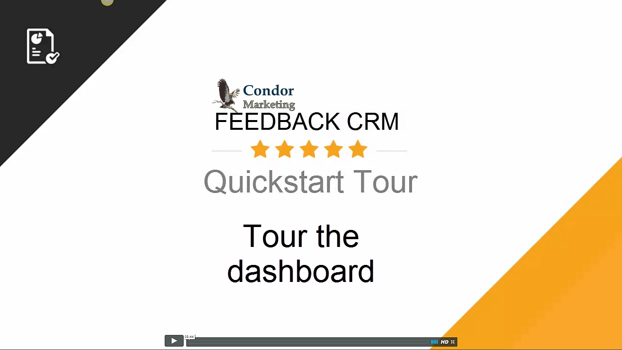 Tour Your CRM Dashboard;Adding Contacts;Sending Promotions;Adding Social Media Marketing;Positive Review Redirect Page;Negative Review Redirect Page